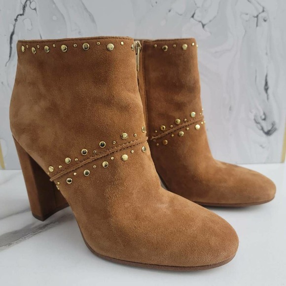 Sam Edelman Shoes - Sam Edelman Womens Chandler Ankle Boots Booties Brown Leather Studded Zip 8 M